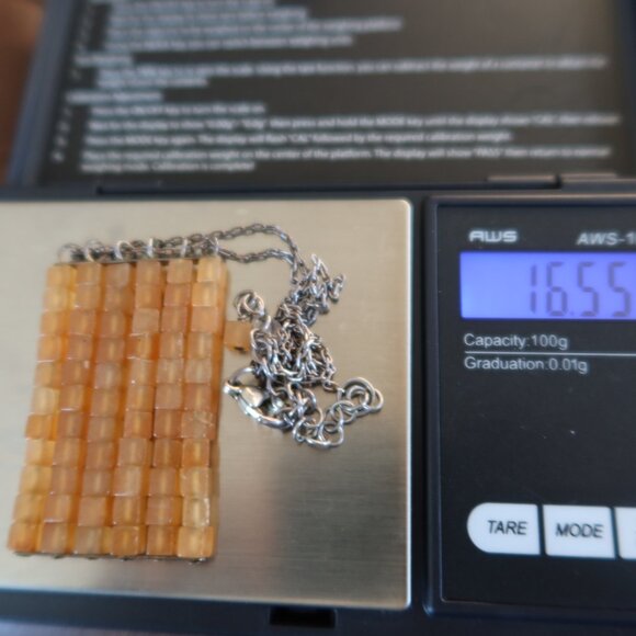 Orange aventurine quartz beads&sterling silver Sherzada necklace pendant 15"-18" - Picture 16 of 16